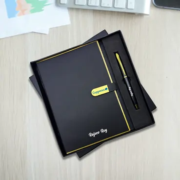 Custom made Black & Gold 2 in 1 Pen & Diary Gift set